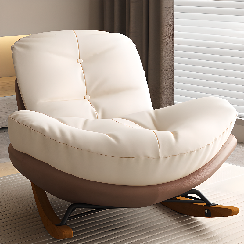 Stationary Upholstered Rocking Chair with Cushioned Rear in a Scandinavian Style, Footstool Included/Not Included