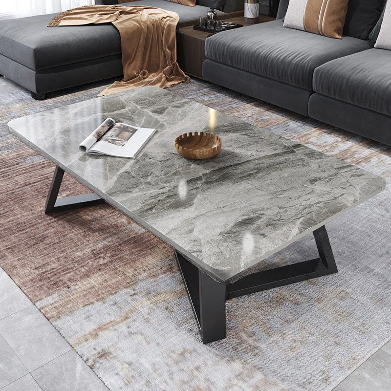 Funky Square Sintered Stone Coffee Table with X Base, Scratch-immune, and Single Set - image 3