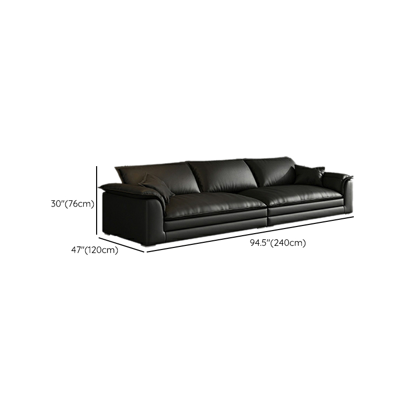 Black Cushion Back 30'' Interface Genuine Leather Sofa Pillow Top Arm - image 23