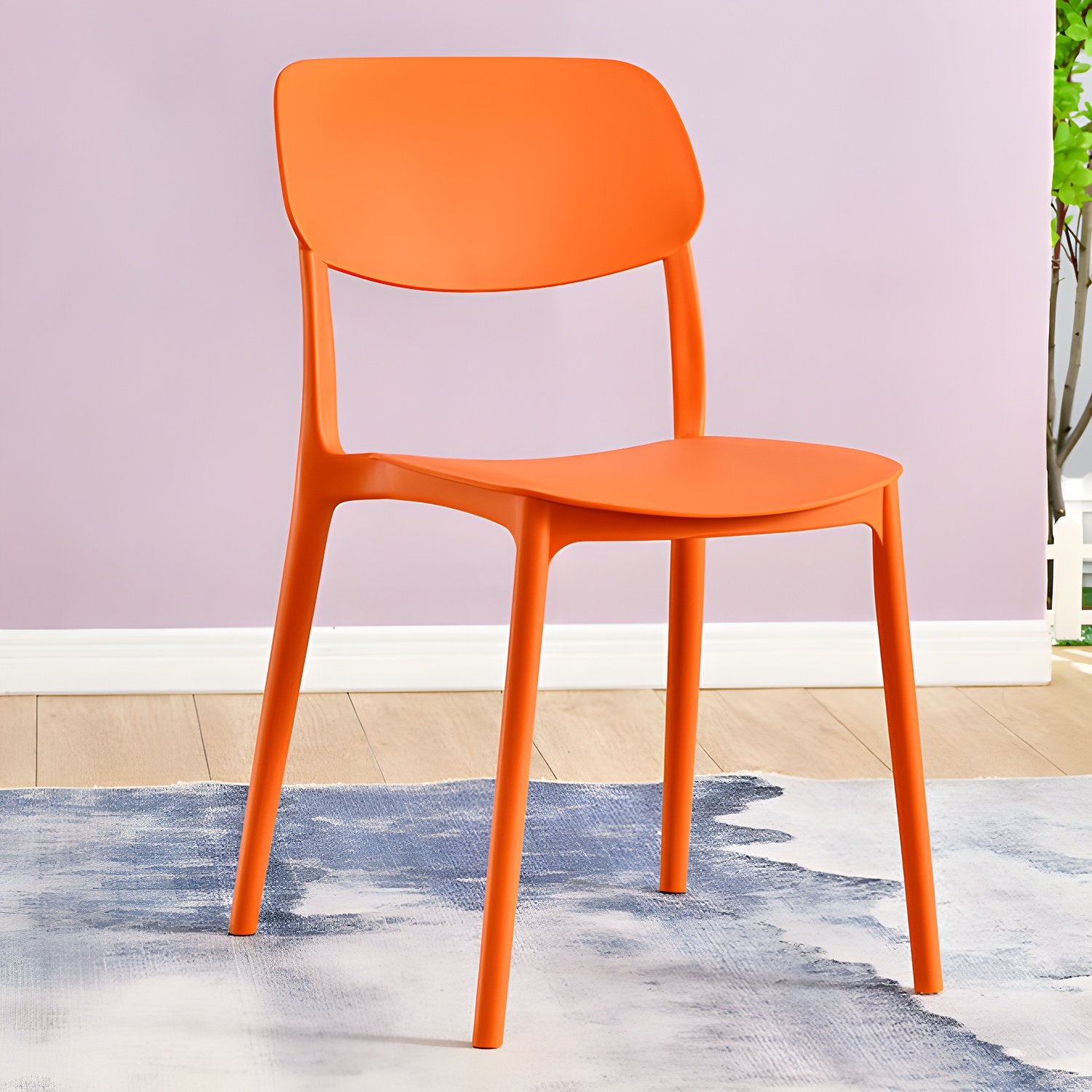 Scandinavian Stackable Armless Dining Chairs Plastic Open Back Dining Side Chair - image 21