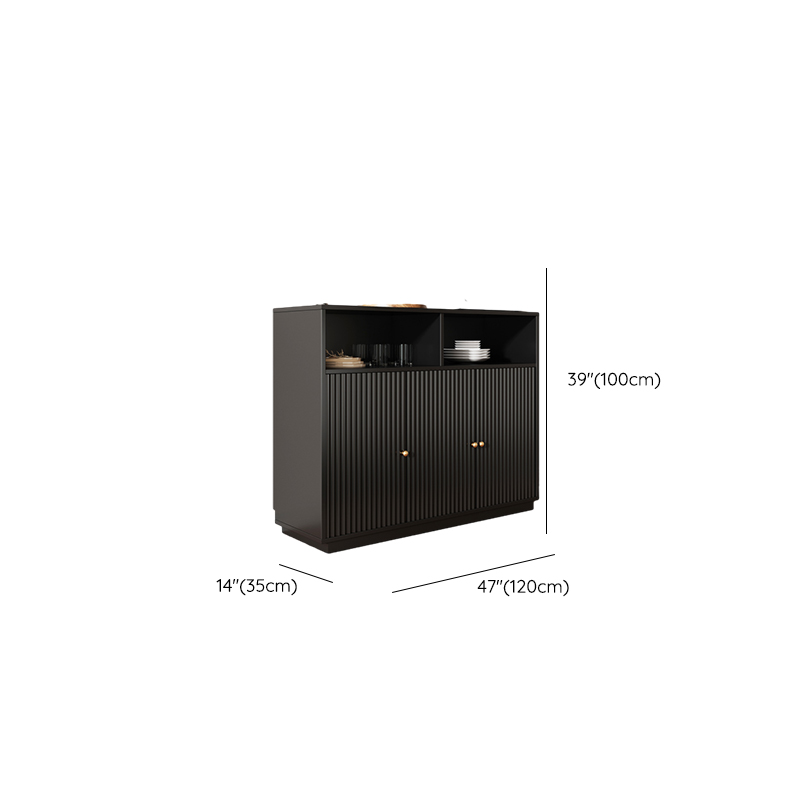 Standard/Narrow Midnight Black Lumber Cupboard 2 Shelves Pantry Hutch Glass-panel Door Sideboard - image 12