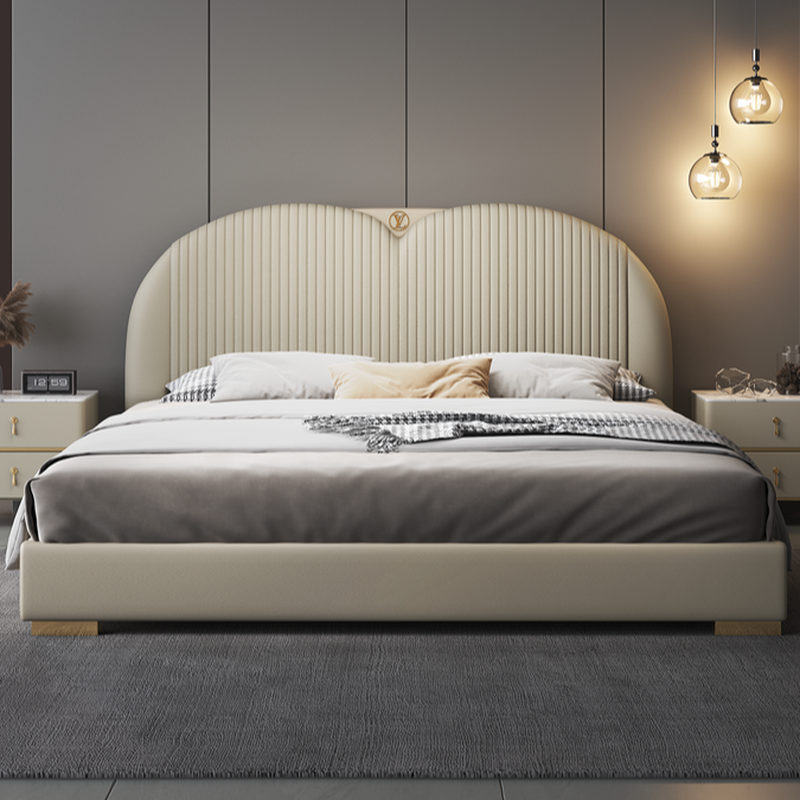 Beige Solid Color Storage Bed/Platform Bed with Pine Wood Frame for Living Room - image 3