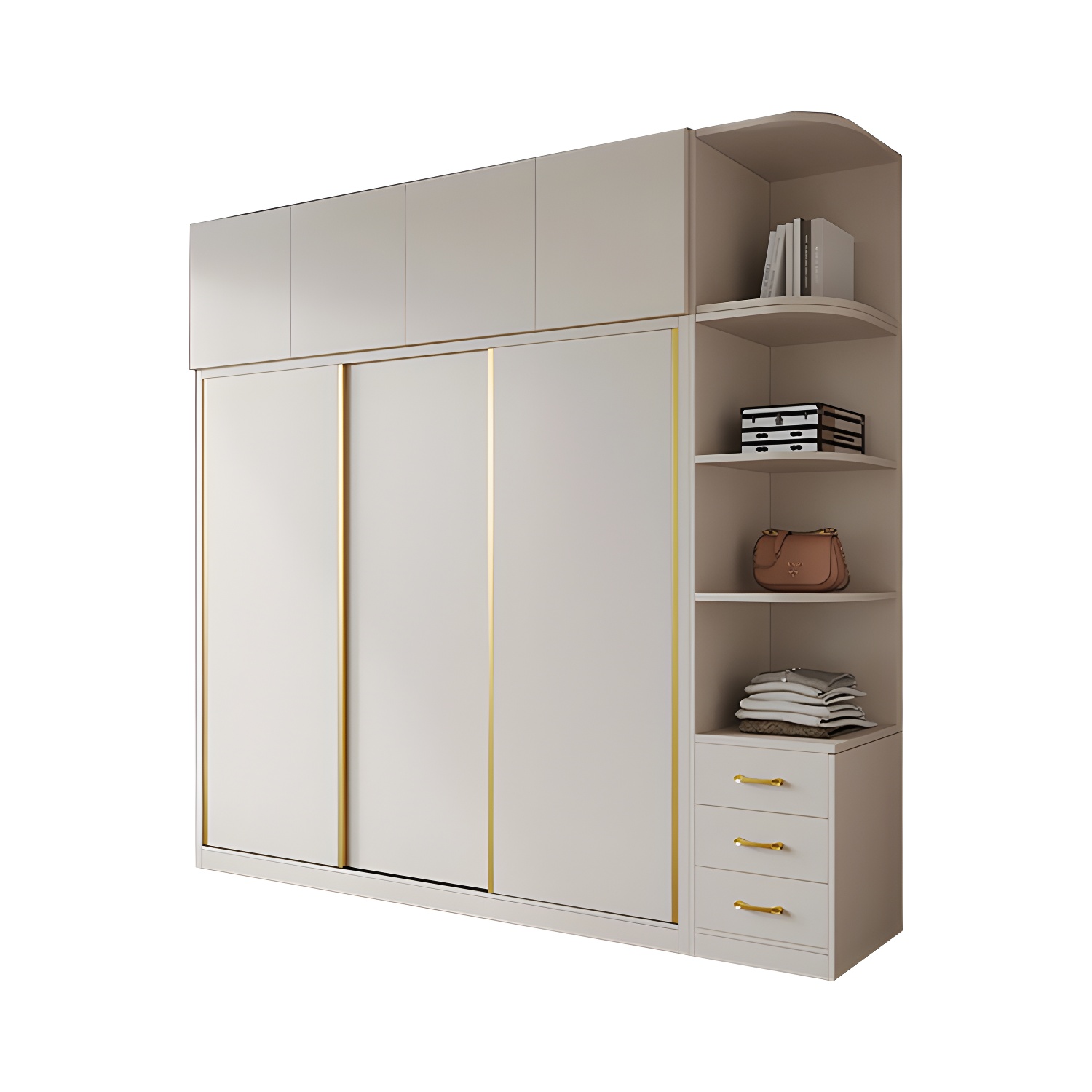 Attractive Modern White Wardrobe Armoire with Clothing Rod & Shelves - image 5