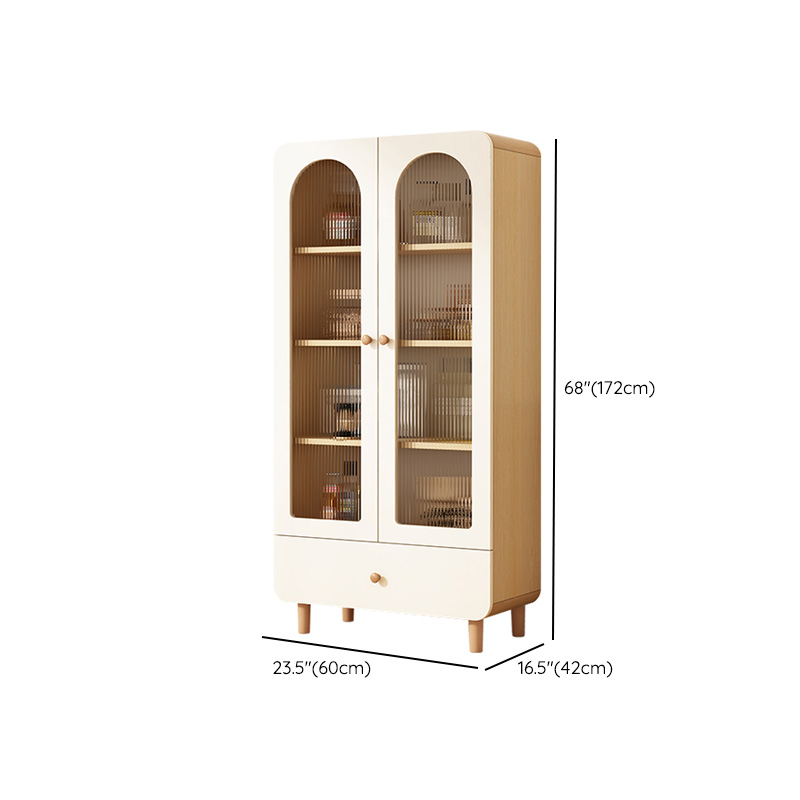 Modern White Lumber Narrow Sideboard with Single Drawer, 4 Shelves/Three Internal Shelves/Two Internal Shelves, Glass-panel Door - image 16