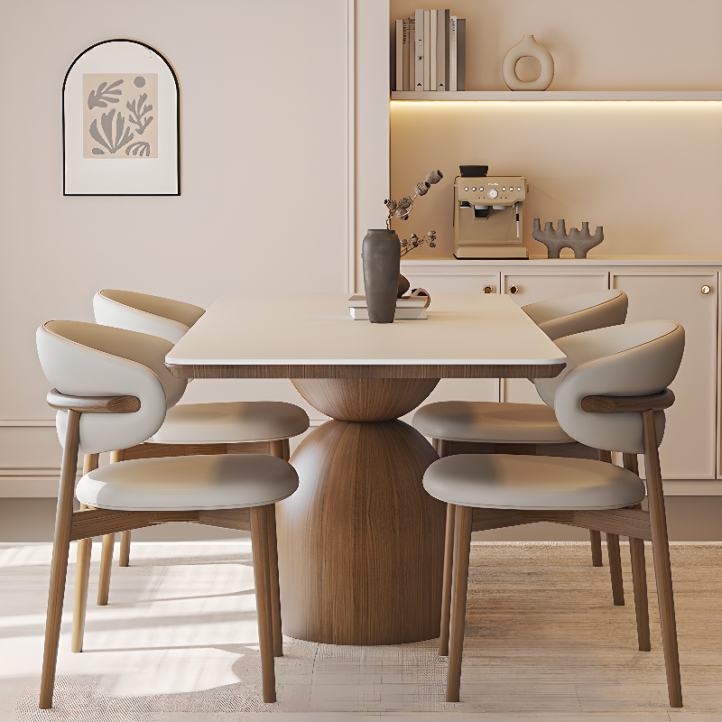 Modern Dining Table Set with Chalk Slate Tabletop, Four Legs and Upholstered Back Cushion Chair for Seats 6/for 4 - image 2