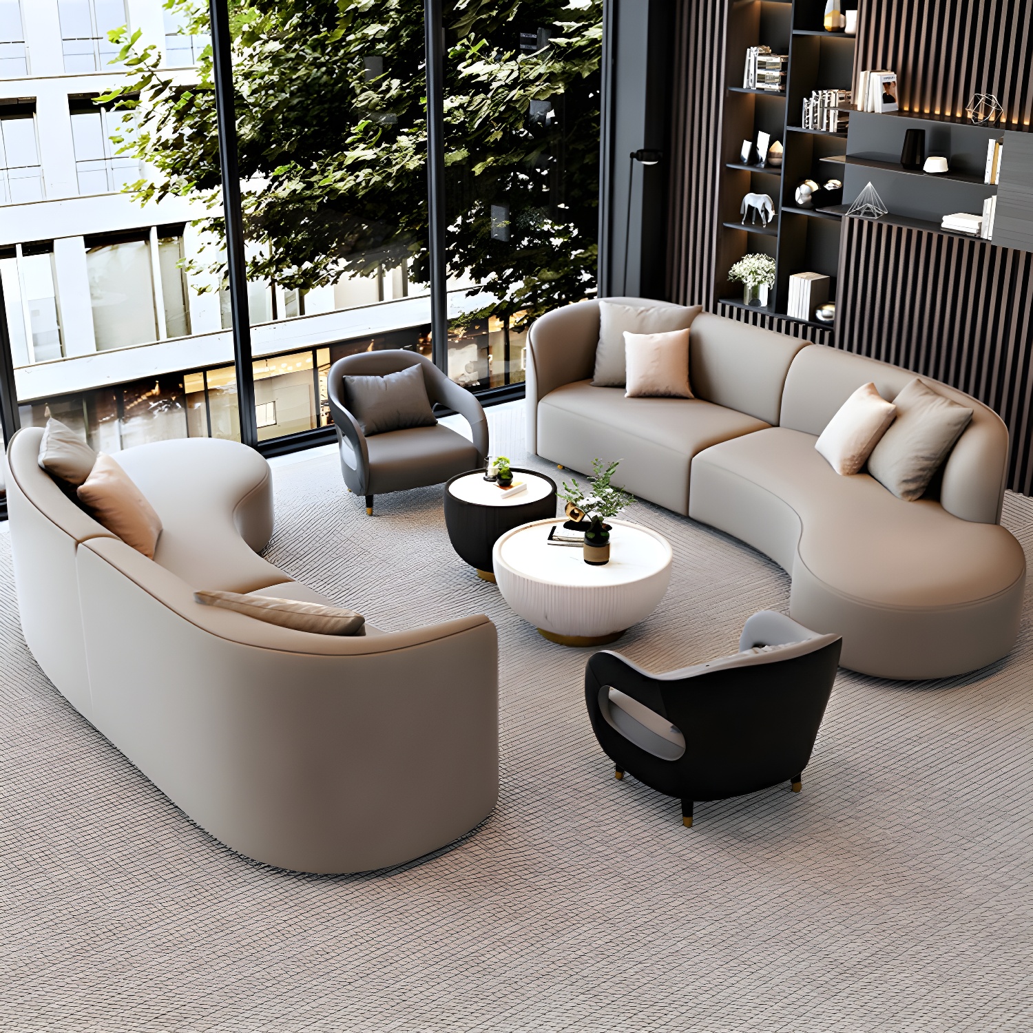 Modern Faux Leather Sectional Sofa Set with Wood Frame and Sponge Seat Fill Material - image 5