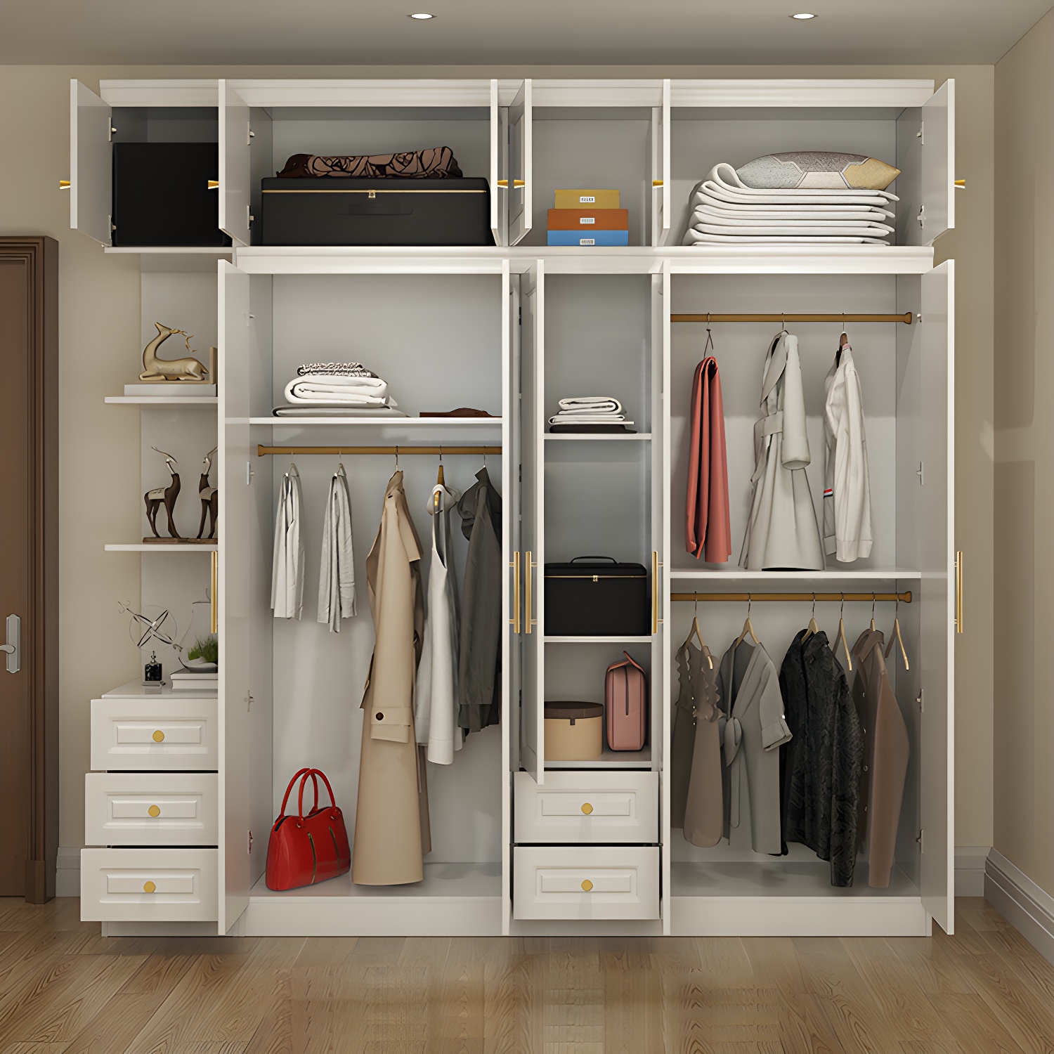 Contemporary Wooden Wardrobe Soft Close Drawer Wardrobe Closet for Bedroom - image 4