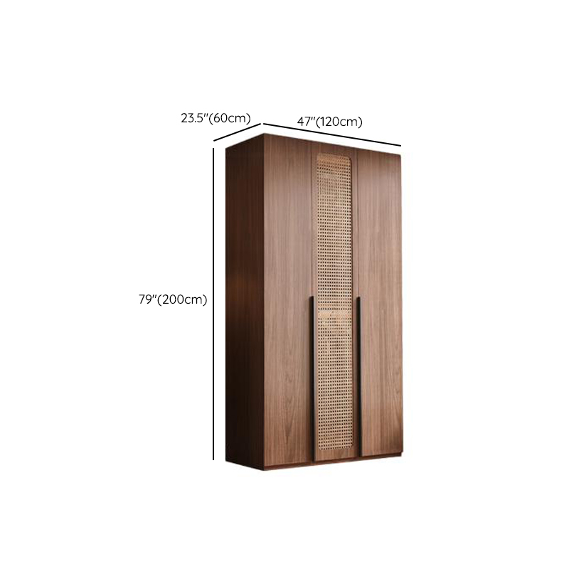 Cocoa Minimalist Pine Wood Wardrobe Closet with Soft Close Drawer, Soft Close Door, Interior Shelves, and Clothing Rod - image 7