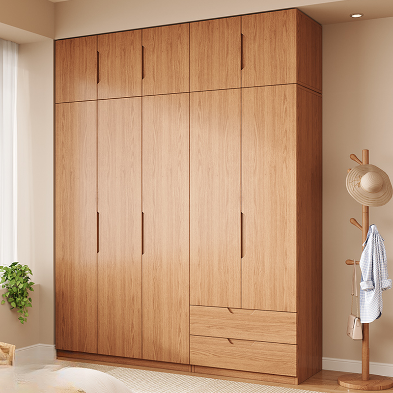 Wood Grain Modish Wooden Armoire Cabinet with Soft Close Drawer, Soft Close Door, Interior Shelves, and Clothing Rod