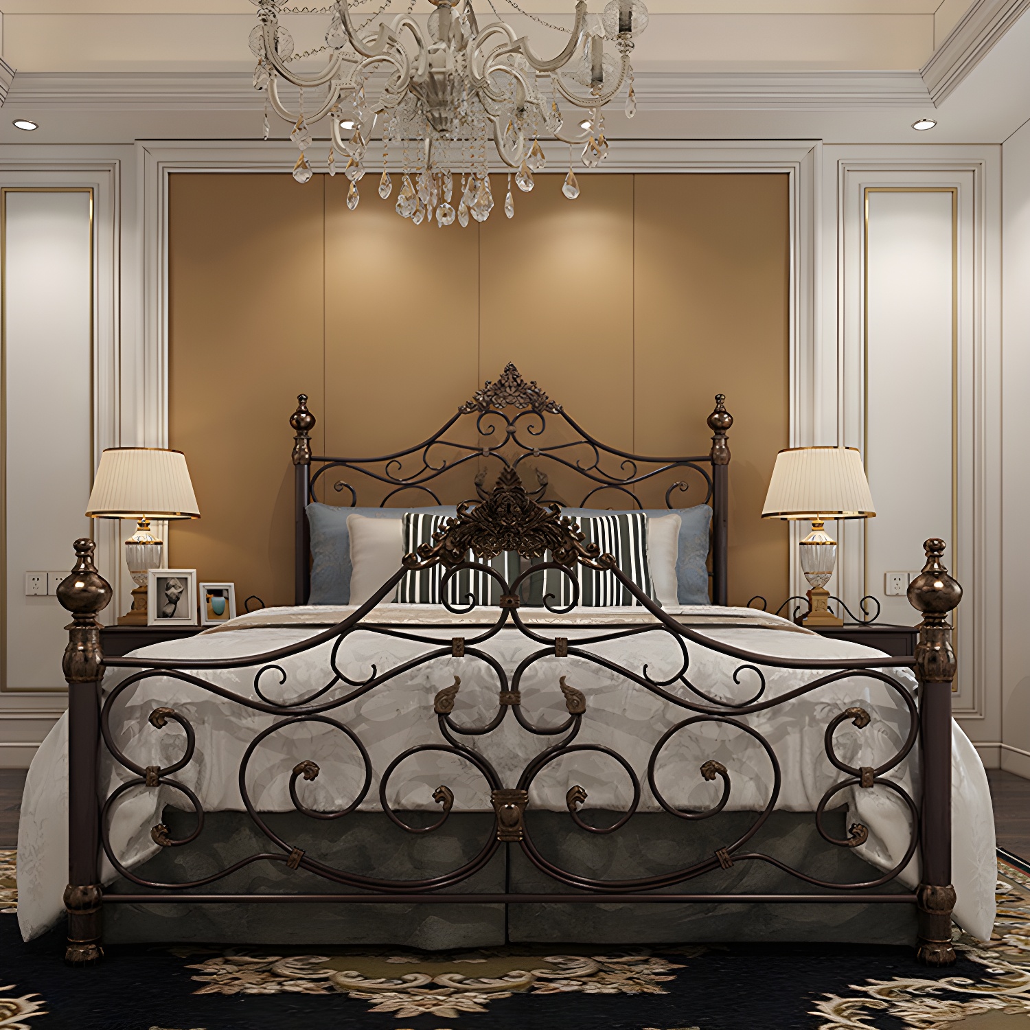 Industrial Antique Metal Bed Frame Wire-Grid Low Profile Open-Frame Bed - image 2