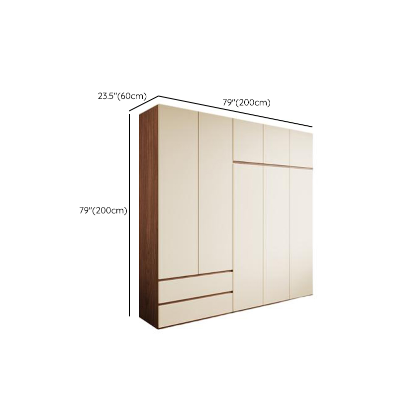 White Minimalist Manufactured Wood Wardrobe Closet with Soft Close Drawer, Soft Close Door, Interior Shelves, and Clothing Rod - image 11
