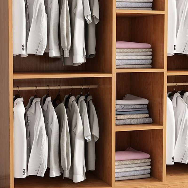 Natural Wood Freestanding Wardrobe Closet with Natural Doors - image 3