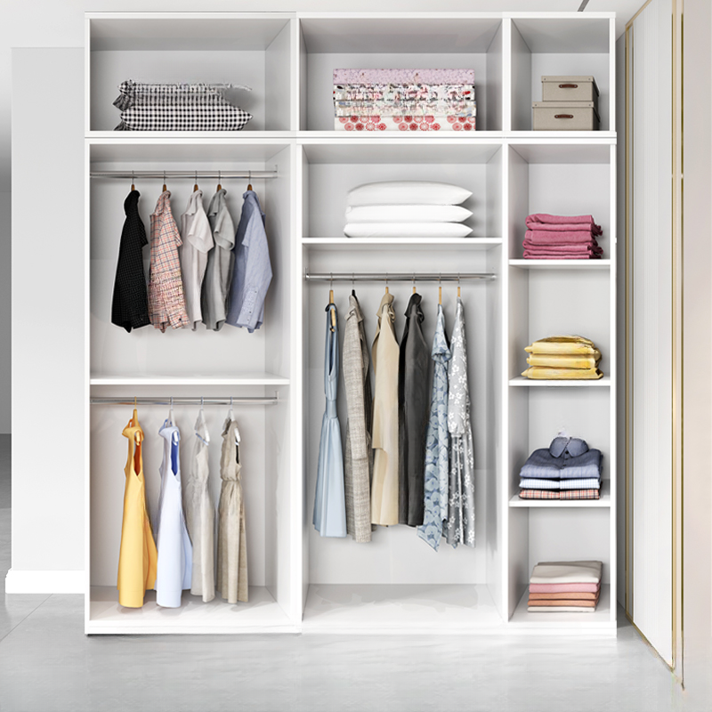 White Modish Composite Wood Wardrobe Armoire with Soft Close Door, Interior Shelves, and Hanging Rod - image 3