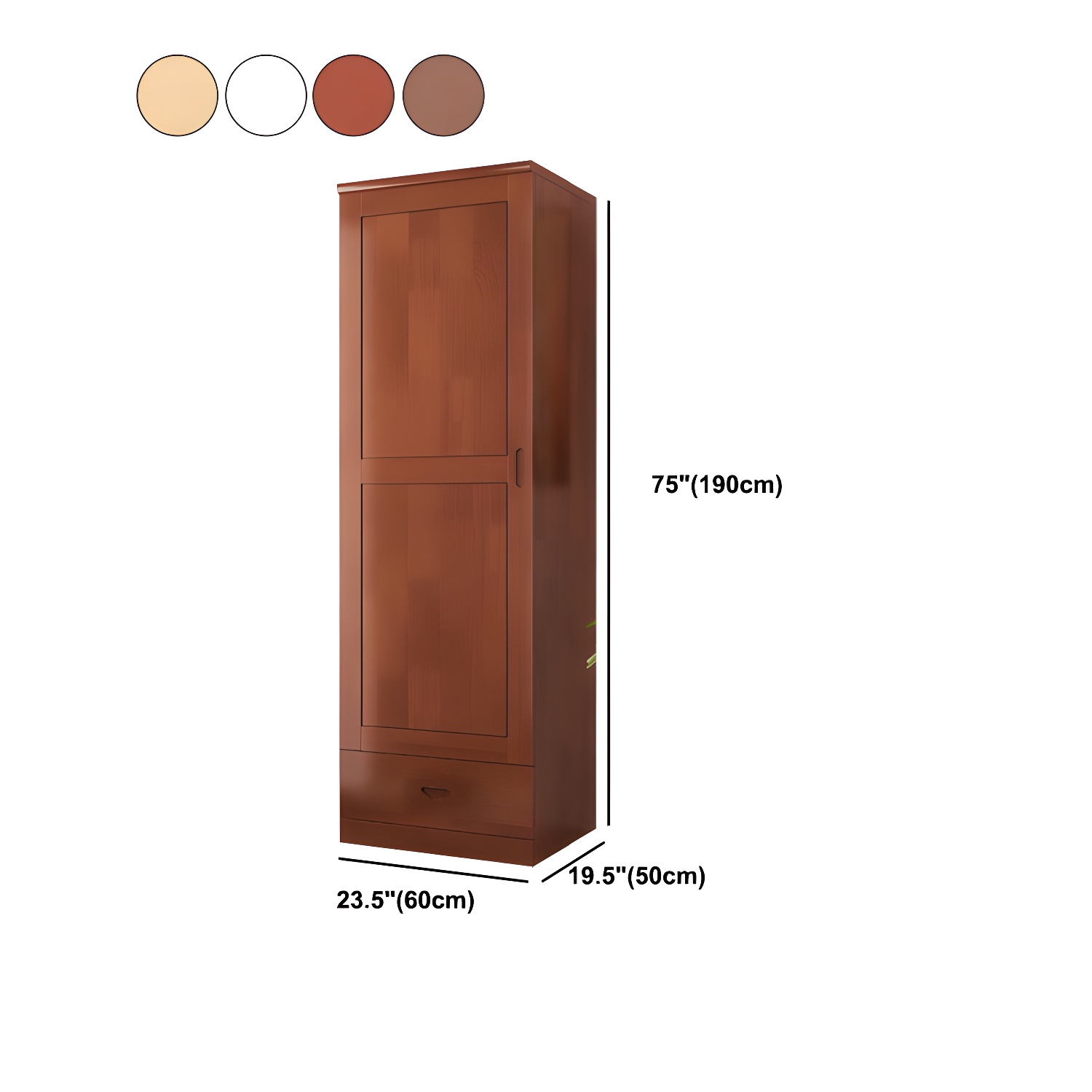 Traditional Wardrobe Cabinet Hinged Rubberwood Wardrobe Armoire - image 17