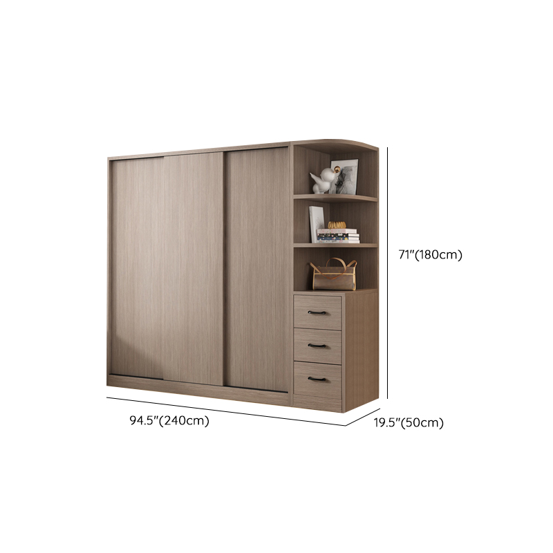 Sleek Natural Finish Modern Wooden Standalone Wardrobe Closet with Soft Close Features and Hanging Rod - image 30