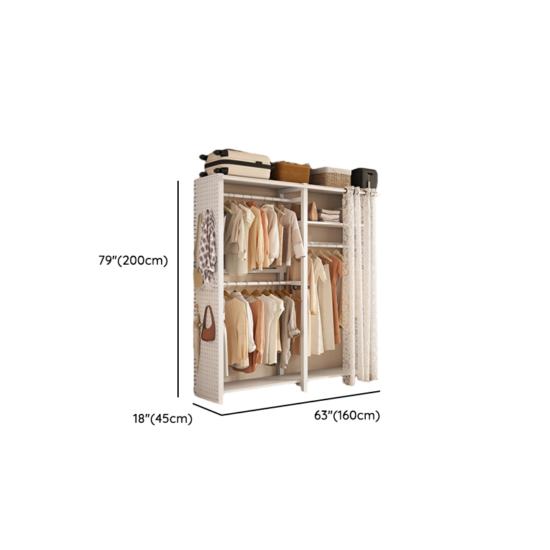 White Modish Alloy Armoire Cabinet with Interior Shelves and Clothing Rod - image 9