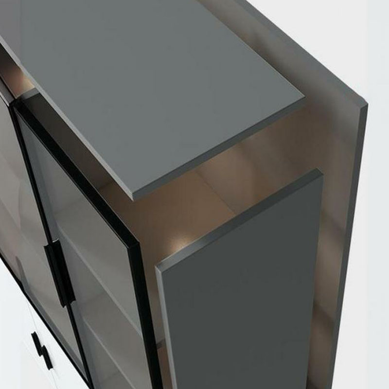 Modern-Style Glass Top Rectangular Accent Cabinet White.Drawer included, No Exterior Shelves - image 3