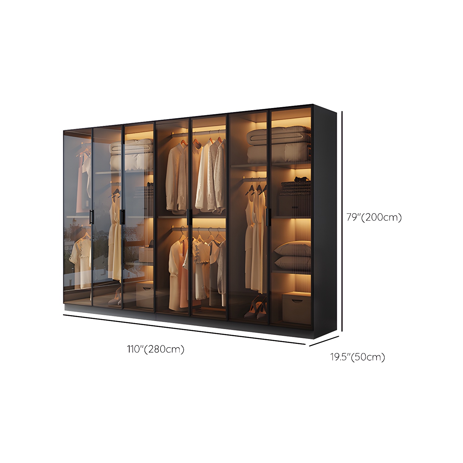 Freestanding Tempered Glass Wardrobe Modern Wardrobe with Garment Rod - image 15