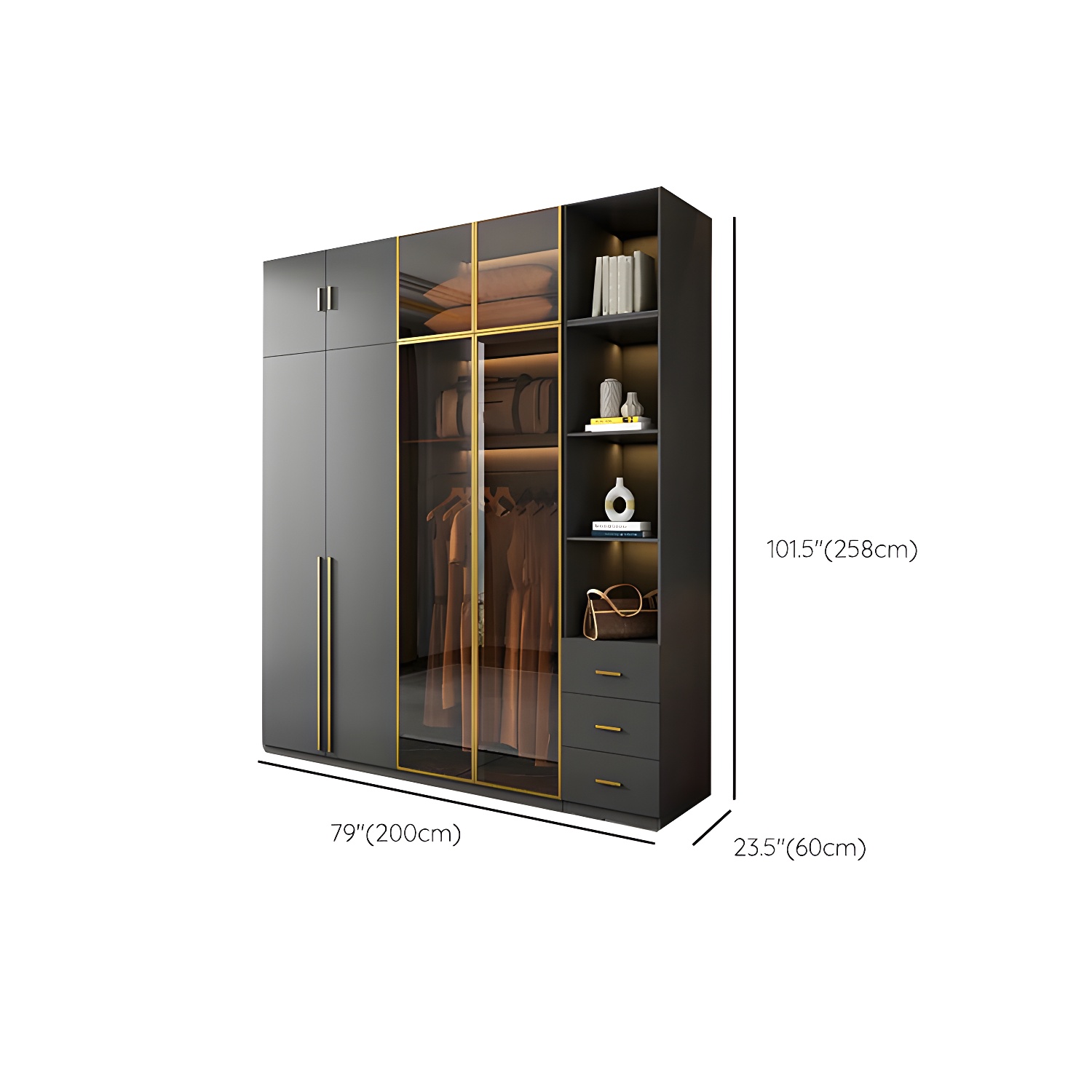 Modern Glass Wardrobe Wardrobe Armoire Wardrobe Cabinet for Home - image 34