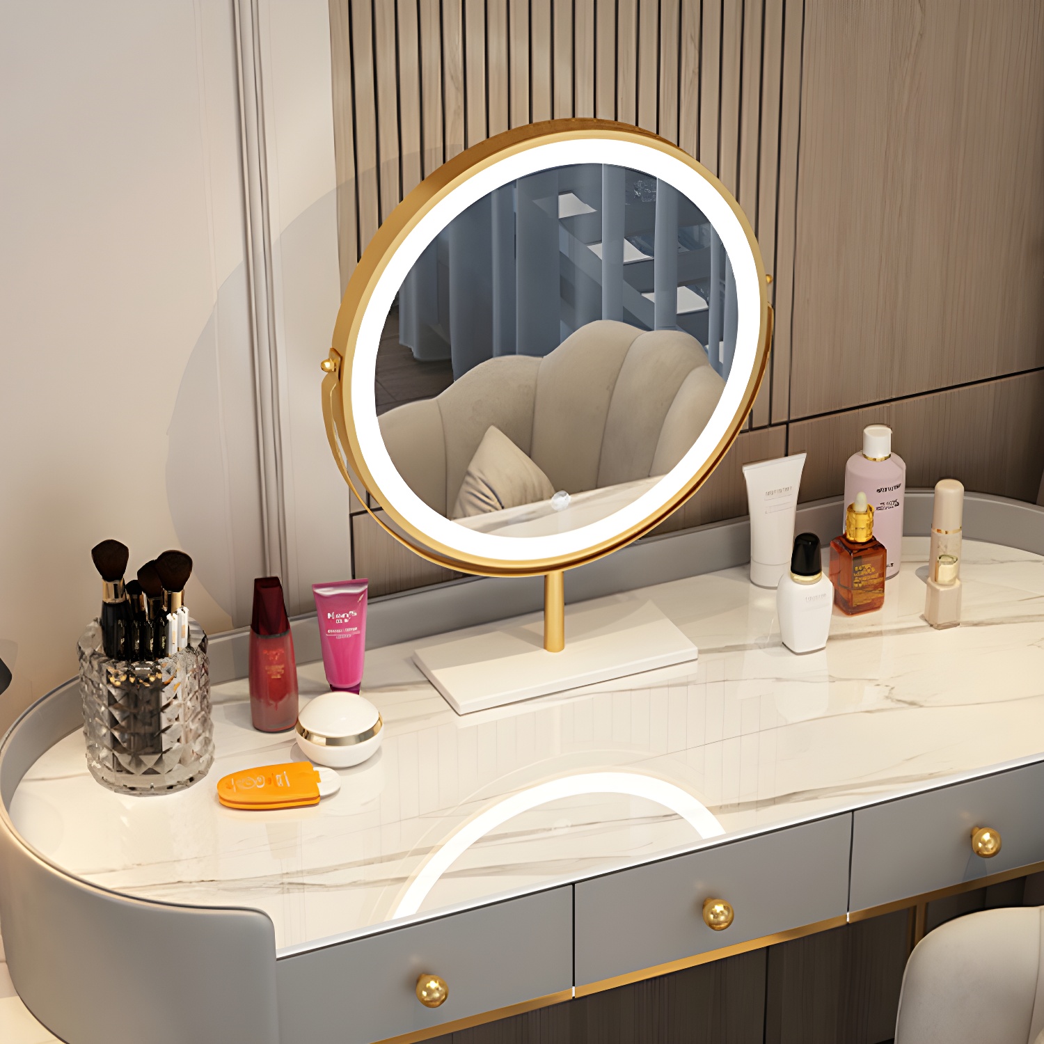 Wooden Makeup Vanity Desk Bedroom Dressing Table Stool Set with Drawer - image 15