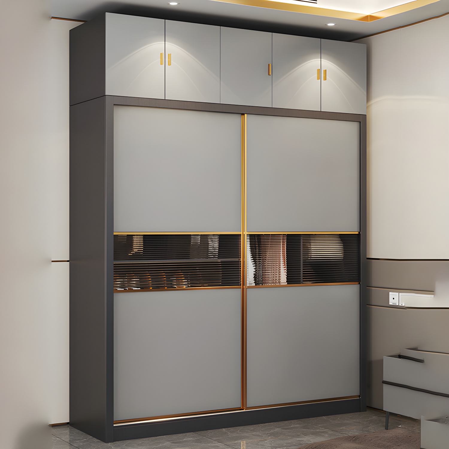 Modern Wood Freestanding Wardrobe Soft Close Drawer and Doors Wardrobe - image 3