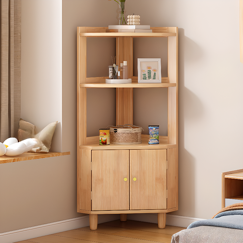 Art Deco Lumber Accent Cabinet Wood Color/Sepia Nook with Storage Cabinet, Pull Knobs and 5 Exterior Shelves/4 Exterior Shelves/3 Exterior Shelves - image 5