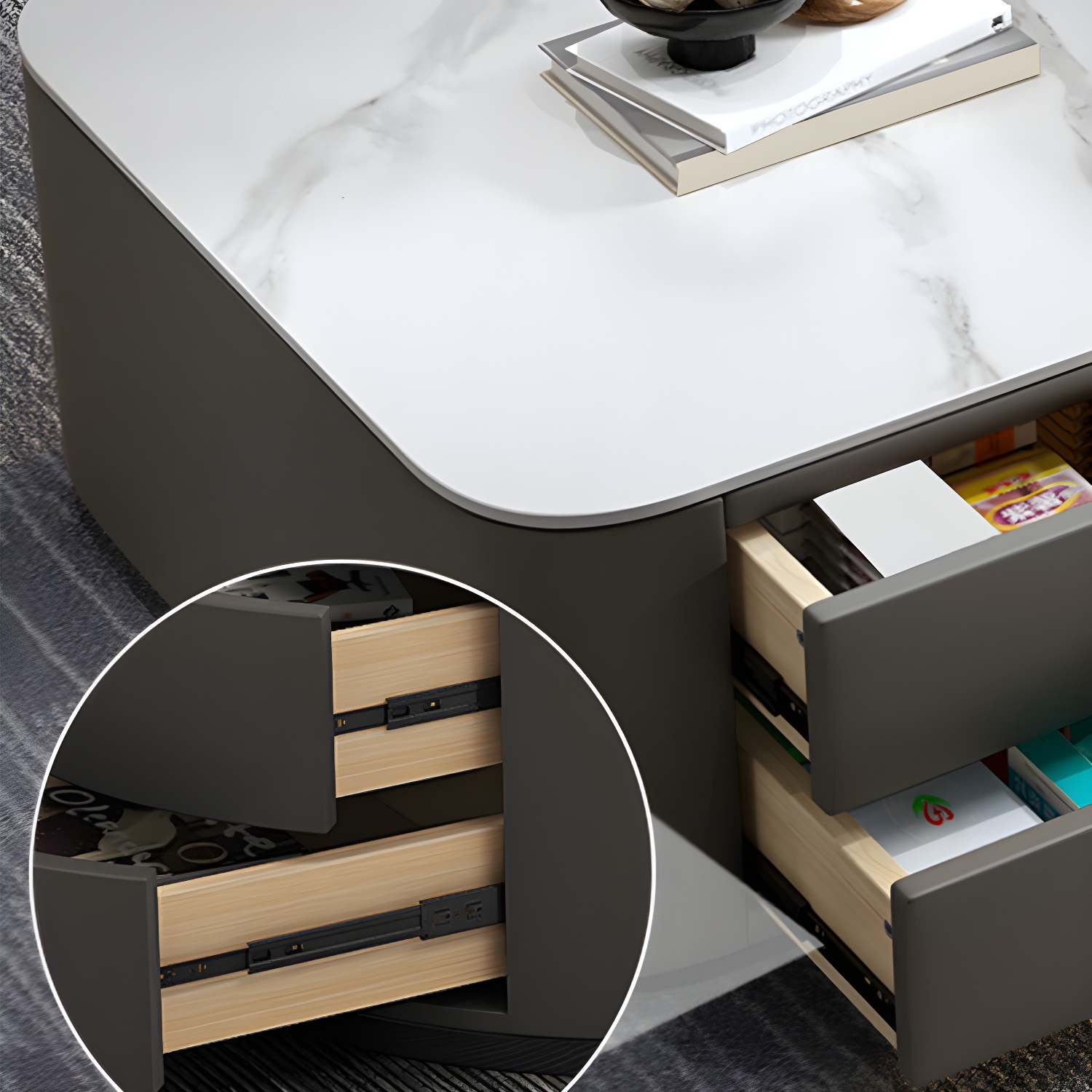 Square Coffee Table Glass Top 2 Nesting Coffee Table Set with Storage - image 20