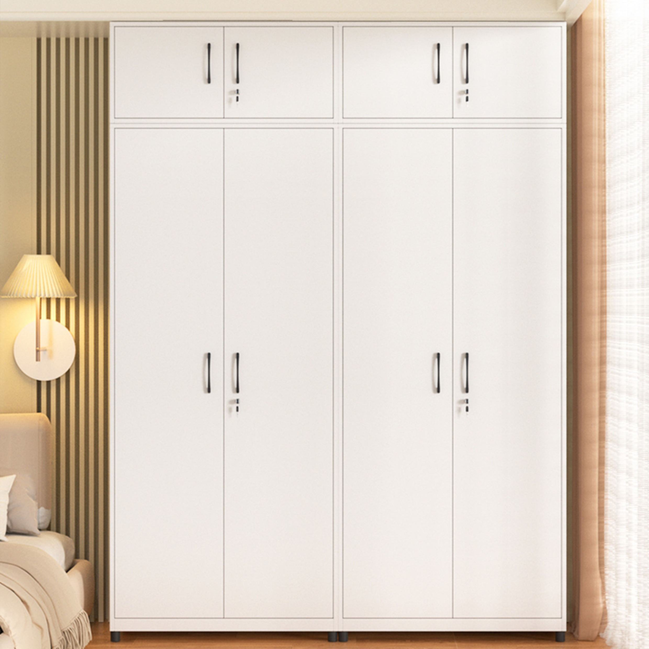 White Modish Steel Independent Armoire Cabinet with Adaptable Shelf, Soft Close Door, and Clothing Rod - image 3