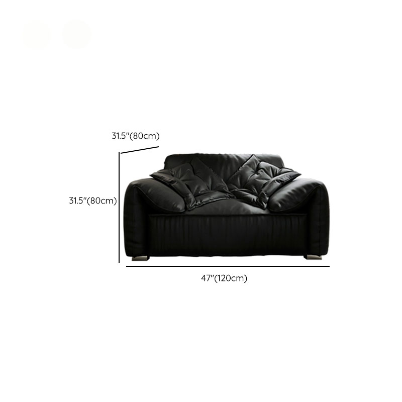 Modish Solid Color Tear Resistant Standard Sofa in Midnight Black, Seats 5/4 Person/for 3 with 2 Pillows - image 4