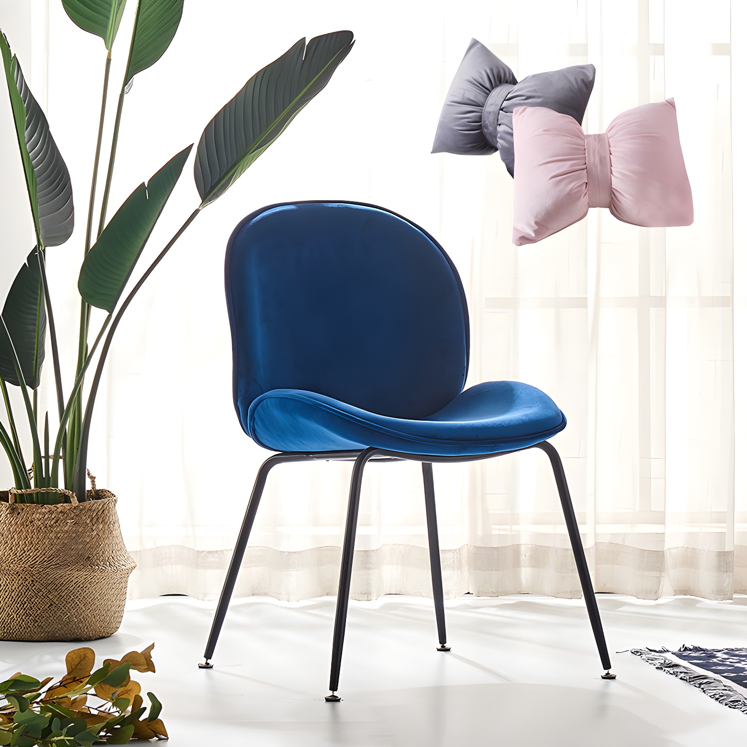 Metal Scandinavian Restaurant Side Chair Matte Finish Wingback Dining Chair - image 3