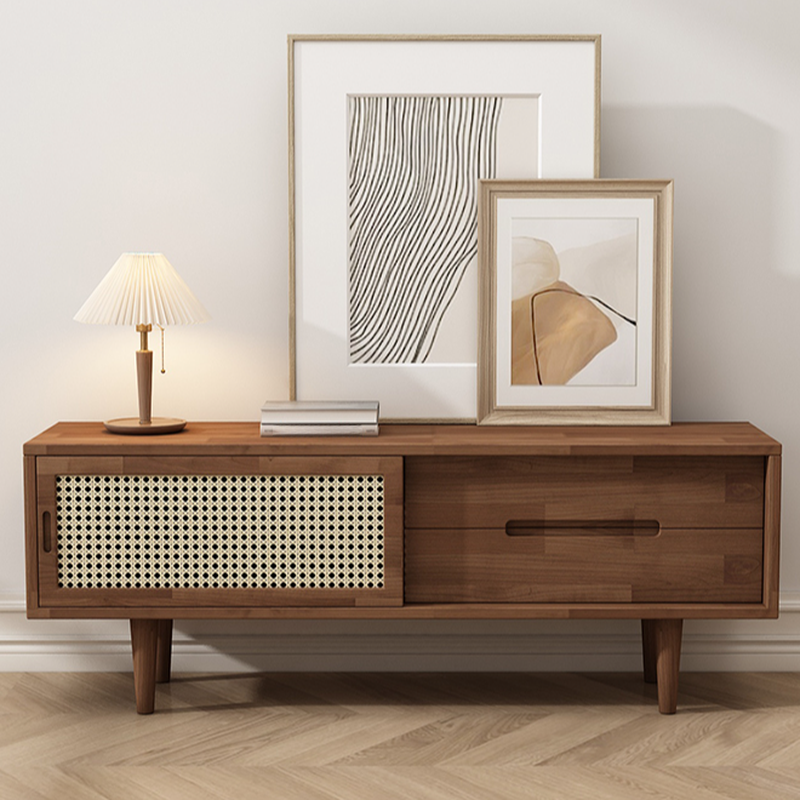 Simplistic Oak Wood TV Stand with 2 Drawers and 2 Cabinets - image 15