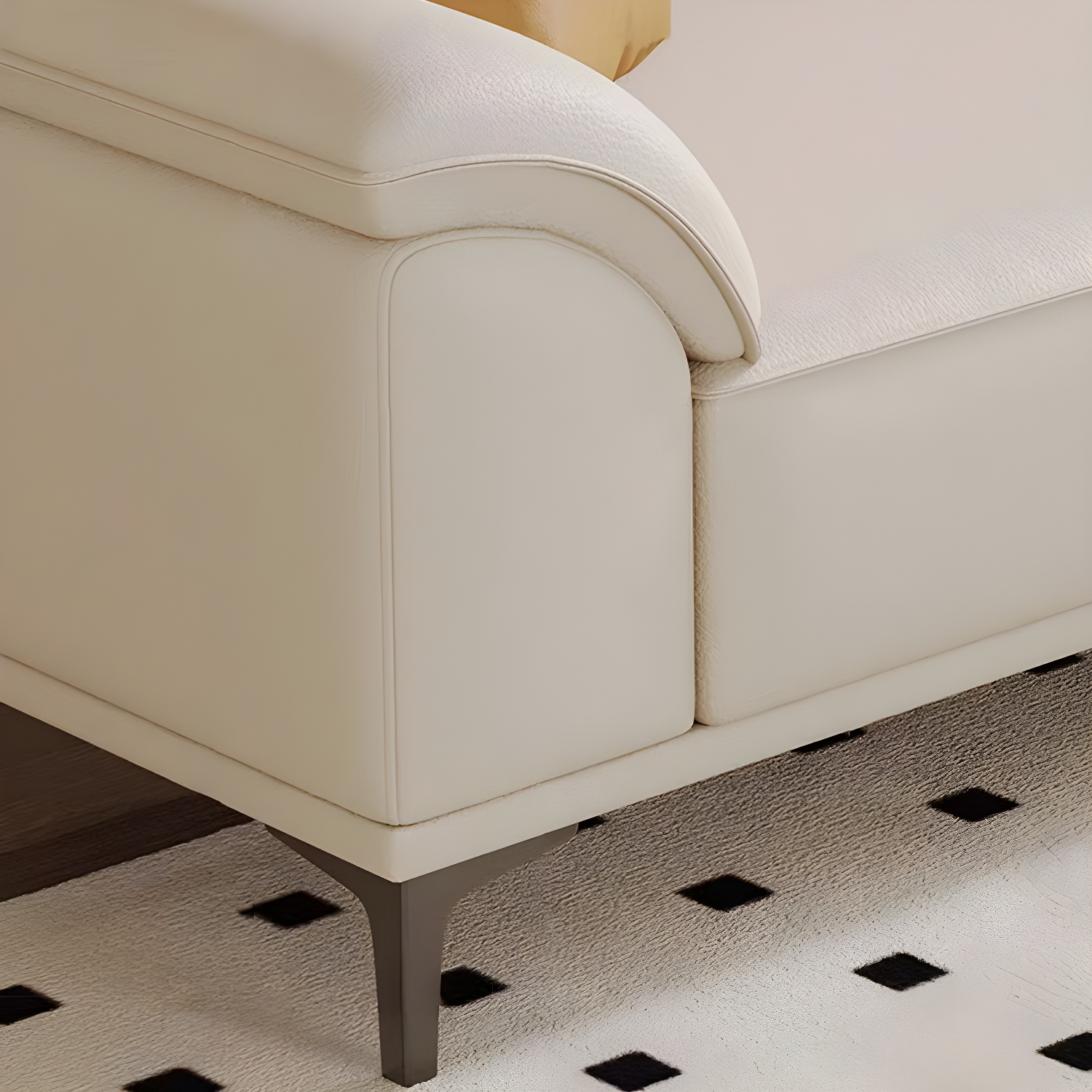 Modern Beige Faux Leather Sofa with Ottoman Included - Pillow Top Arm and Cushion Back - image 6