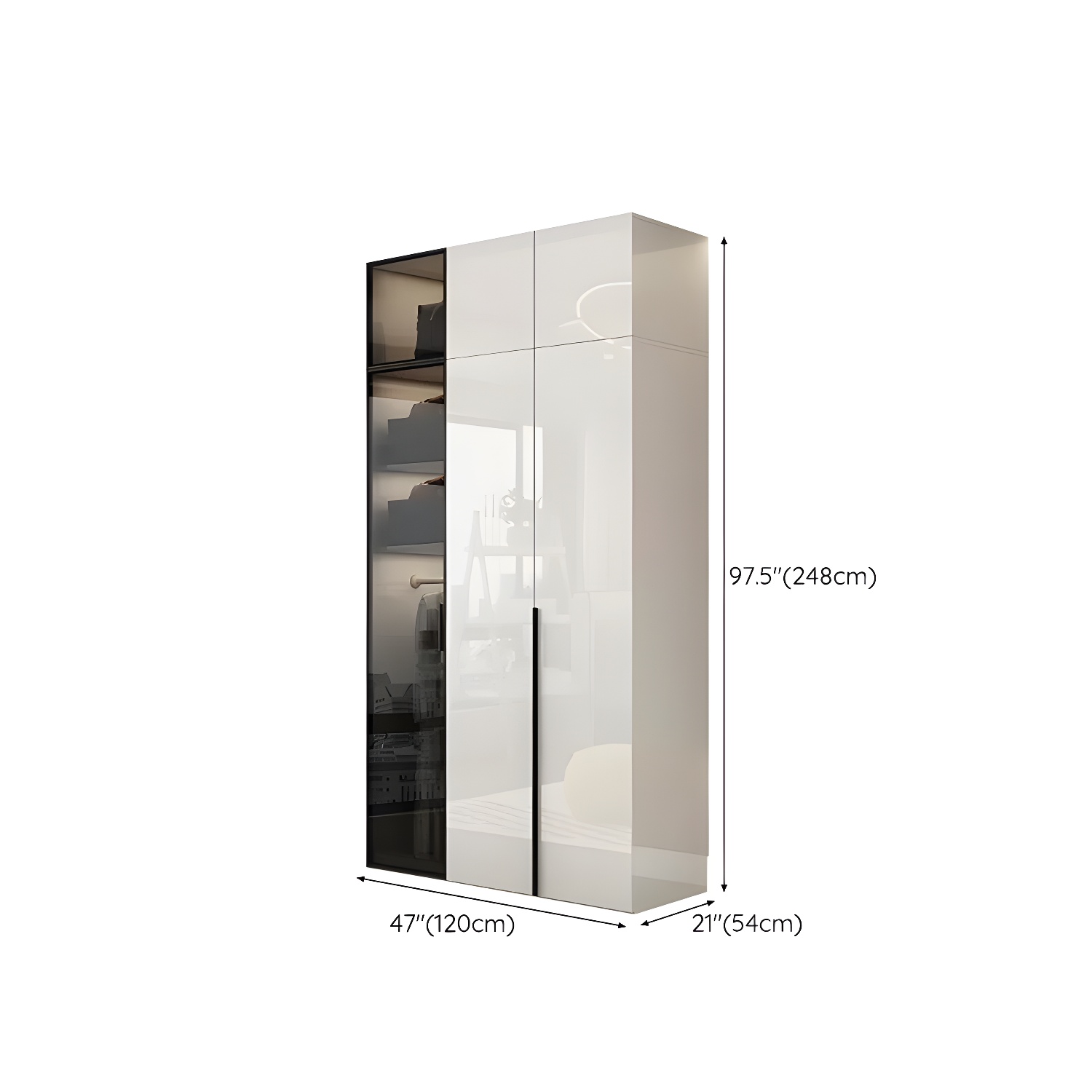 Sleek White Wood Wardrobe Armoire with Soft Close Drawers and Shelves - image 19