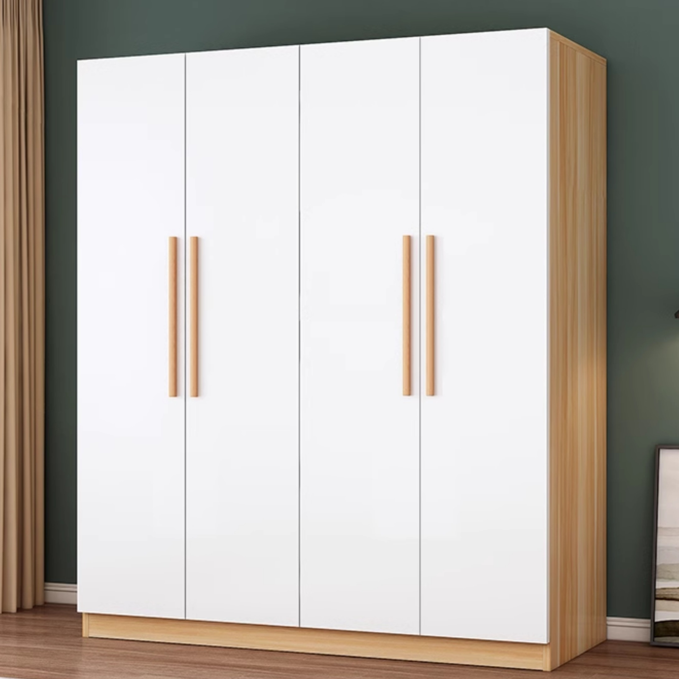 Minimalist Manufactured Wood Independent Wardrobe Closet with Soft Close Door, Interior Shelves, and Clothing Rod - image 4