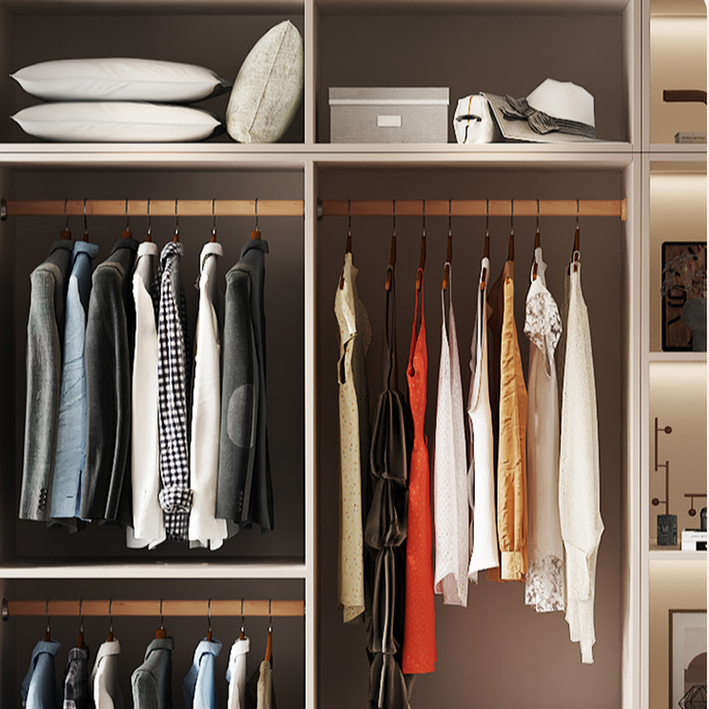 Modish Manufactured Wood Independent Armoire Cabinet with Interior Shelves and Clothing Rod - image 6