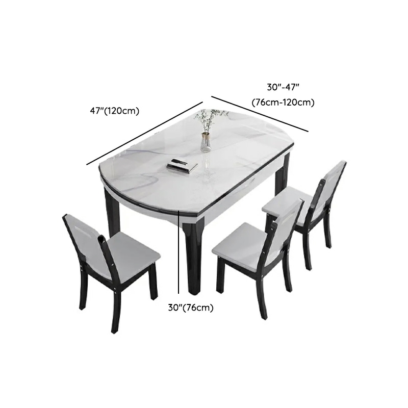 Stone Top Extendable Dining Set with Wood Legs Chairs for Home - image 11