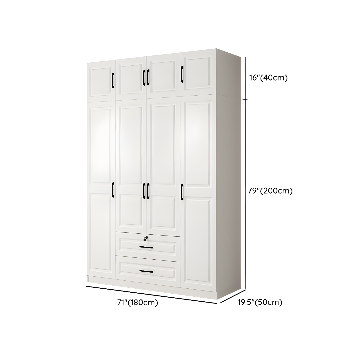 Wood White Modern Wardrobe Armoire with Drawers, Shelves, and Clothing Rod - image 23