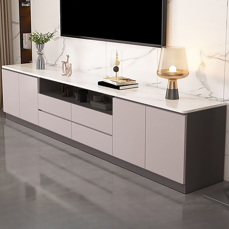 Sleek Vitreous Rectangular TV Stand with Door - image 3