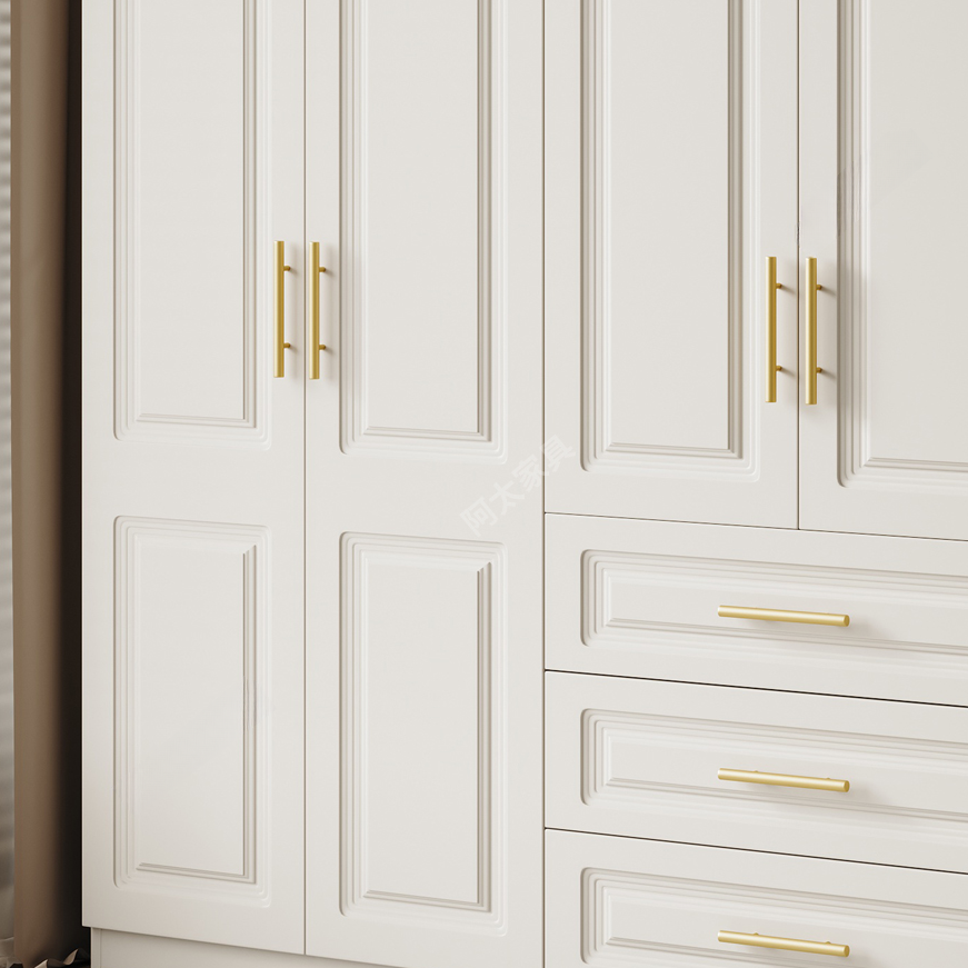 White Minimalist Laminate Wardrobe Closet with Soft Close Drawer, Soft Close Door, Interior Shelves, and Clothing Rod - image 3