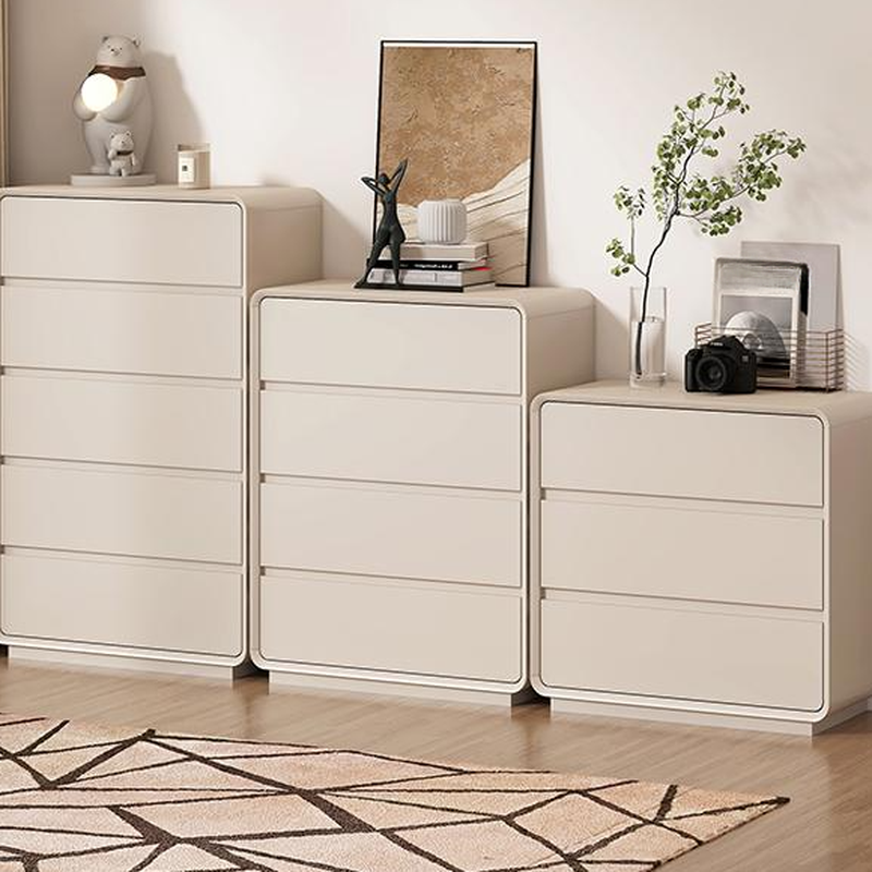 Off-White Trendy Composite Wood Bachelor Chest/Double Dresser/Lingerie Chest with 3/4/5 Drawers in Vertical/Horizontal Orientation