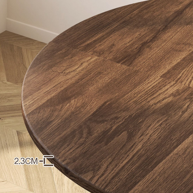 Simple Circular Weathered Wood Dining Table with MDF Top and Extendable Leaf Mechanism - image 7