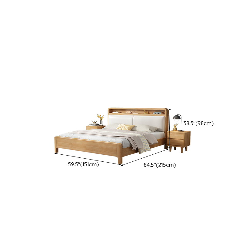 Scandinavian Solid Wood Bed with Four Legs and Upholstered Headboard - image 23