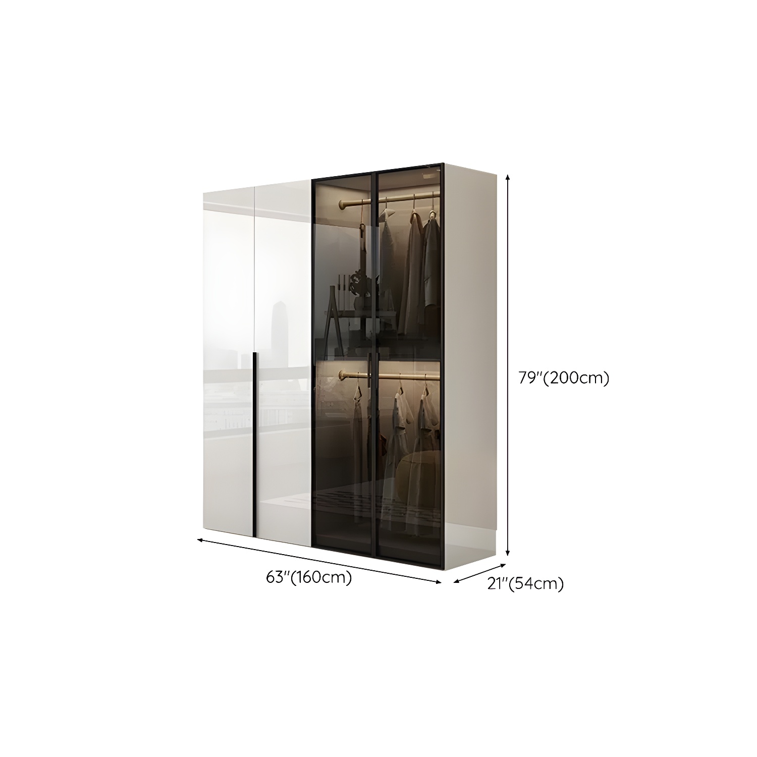 Sleek White Wood Wardrobe Armoire with Soft Close Drawers and Shelves - image 12