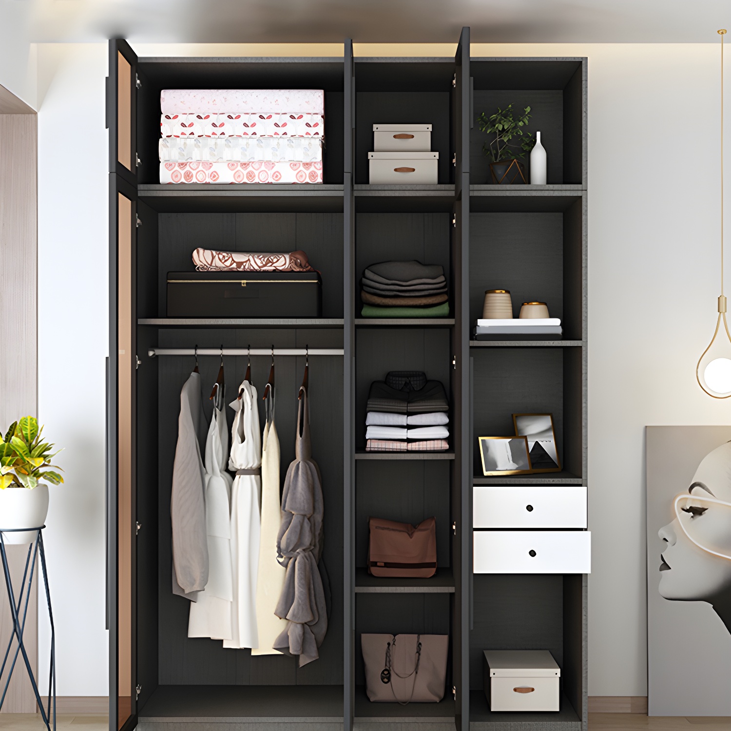 Modern Style Storage Cabinet Mirrored Finish Cabinet with Glass Door - image 9