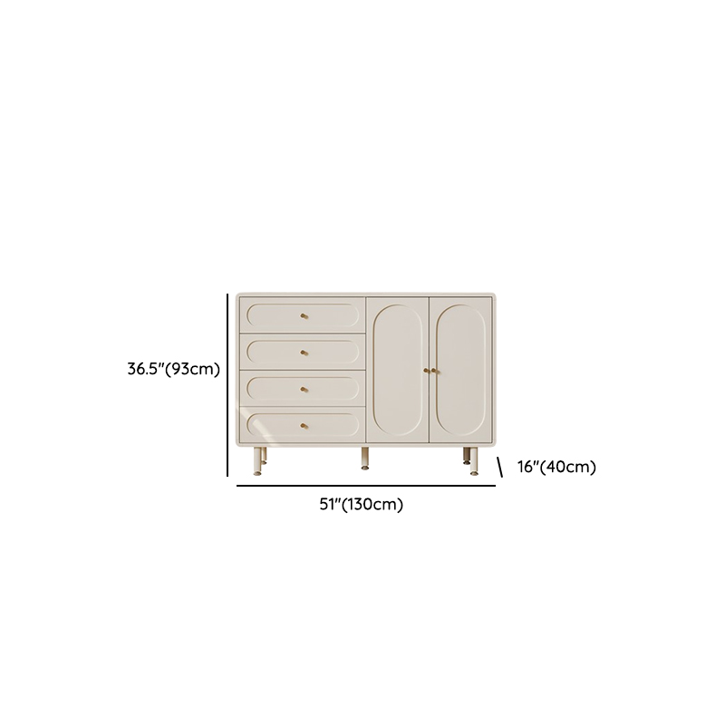 Chalk Casual Particle Board Wood Console Dresser with 5/4 Drawers, Hutch, 3 Interior Shelves, Horizontal - image 14