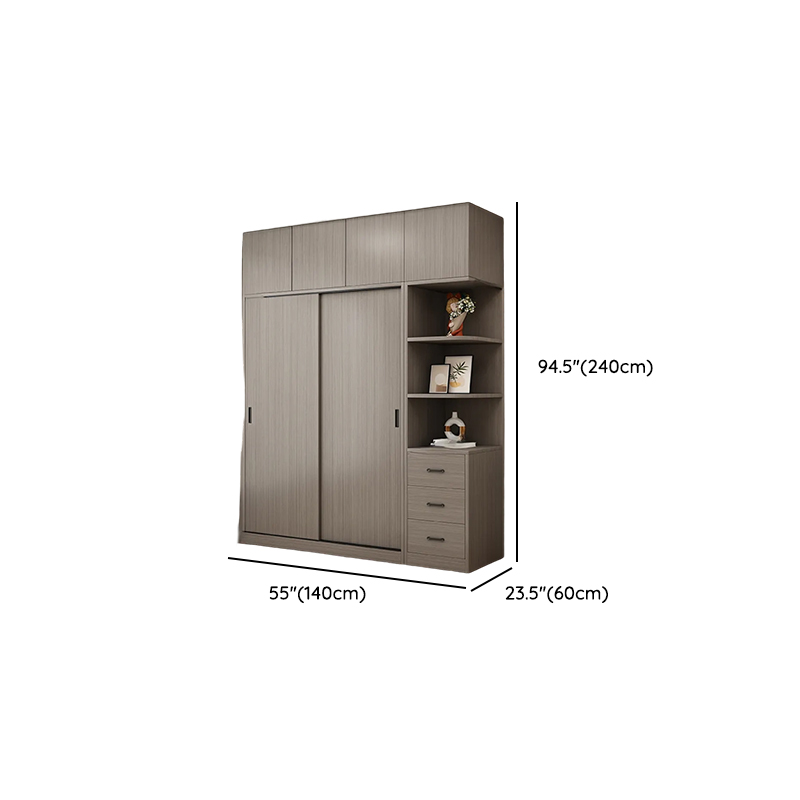 Dove Grey Minimalist Laminate Cabinet Armoire with 3-Drawer/4-Drawer, Soft Close Door, Interior Shelves, and Clothing Rod - image 12