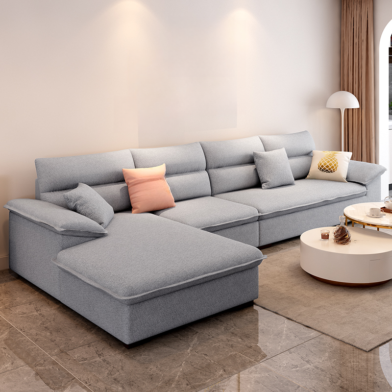 Modern Cotton and Linen L-Shape Sofa Recliner with Concealed Support - image 3