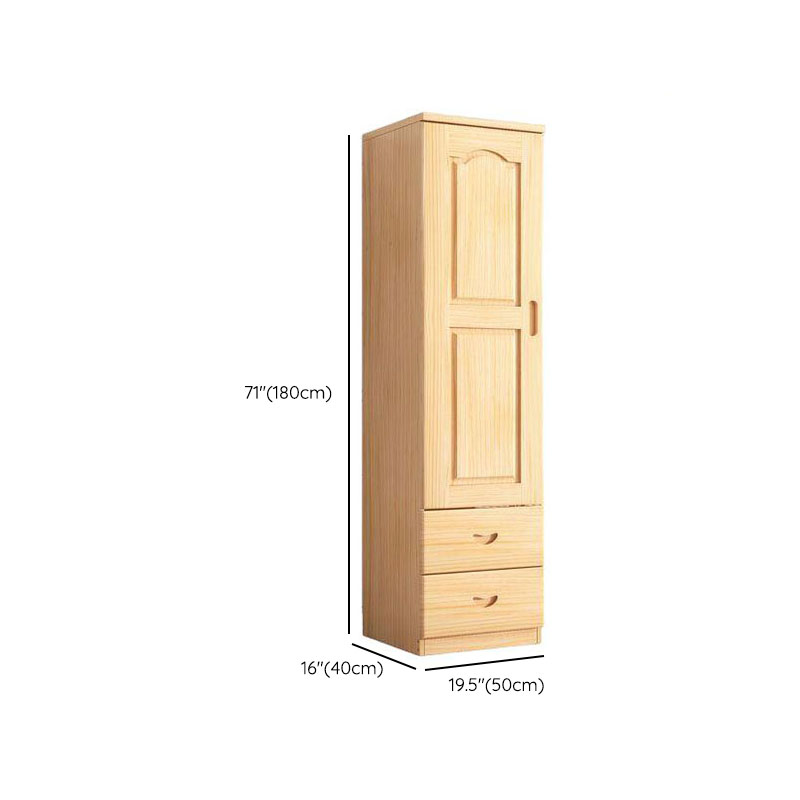 Natural Finish Minimalist Natural Wood Cabinet Armoire with Soft Close Drawer, Soft Close Door, Interior Shelves, and Clothing Rod - image 9
