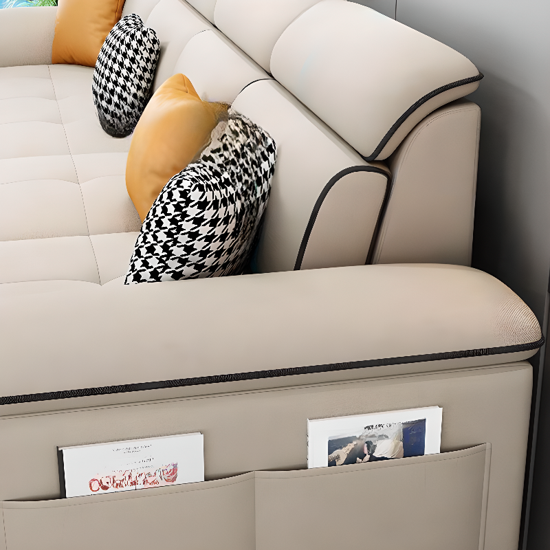 Casual L-Shape Stain Resistant Cream Sofa Recliner with Left/Right Hand Facing Square Arm and Chaise Component - image 4