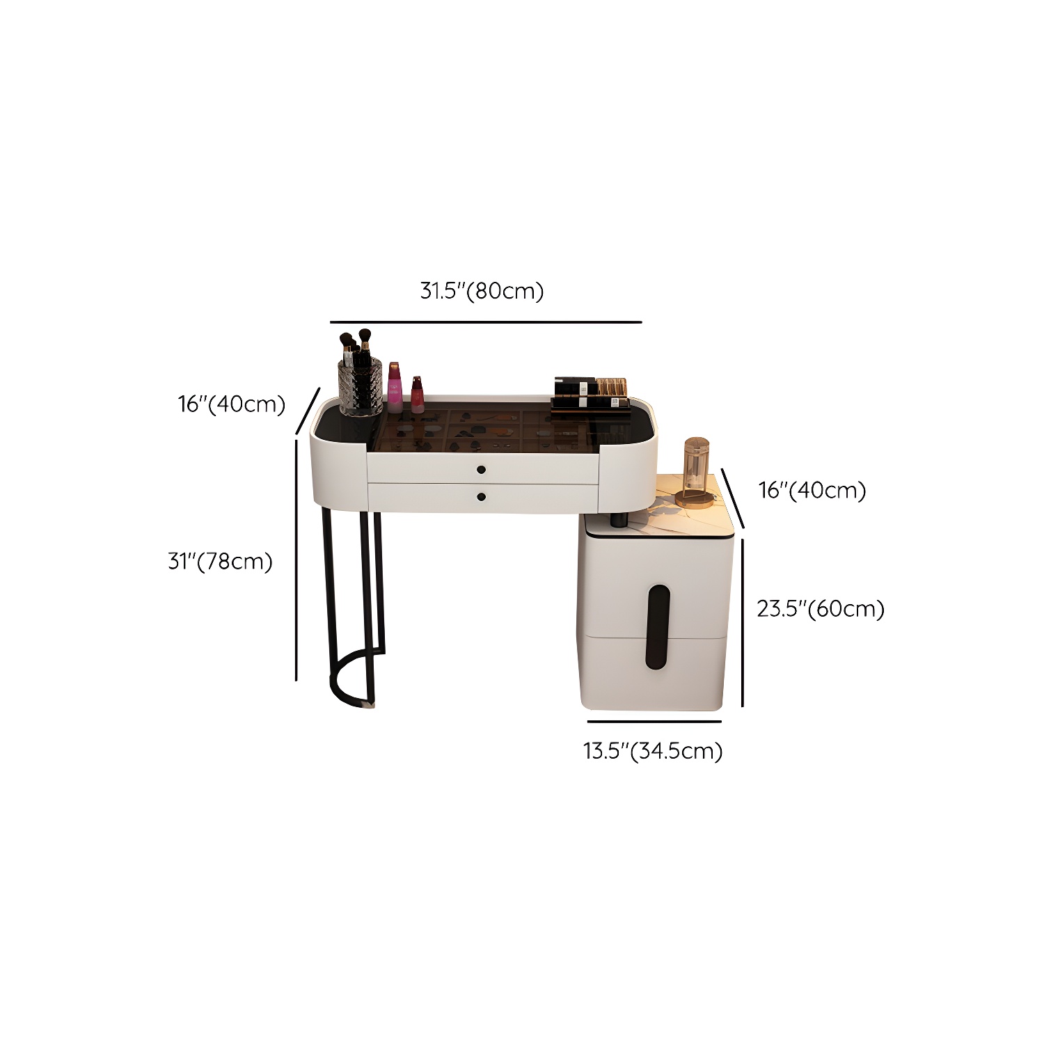 Contemporary Wood Make-up Vanity 15.75" Wide Make-up Vanity with Drawers - image 19